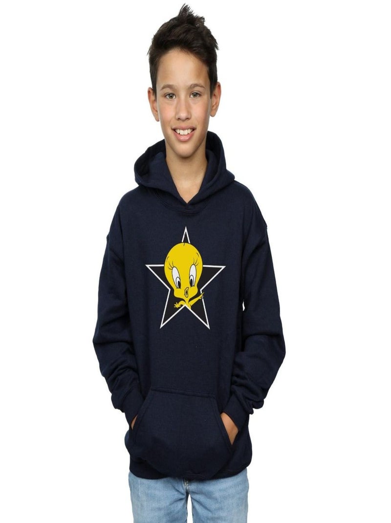 Looney Tunes - Sweat à capuche TWEETY PIE STAR Bleu marine - Kiabi