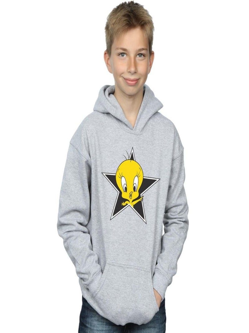Looney Tunes - Sweat à capuche TWEETY PIE STAR Gris chiné - Kiabi
