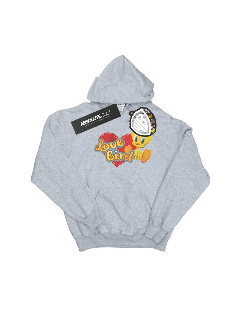 Looney Tunes - Sweat à capuche TWEETY PIE VALENTINE'S DAY LOVE BIRD Gris chiné - Kiabi