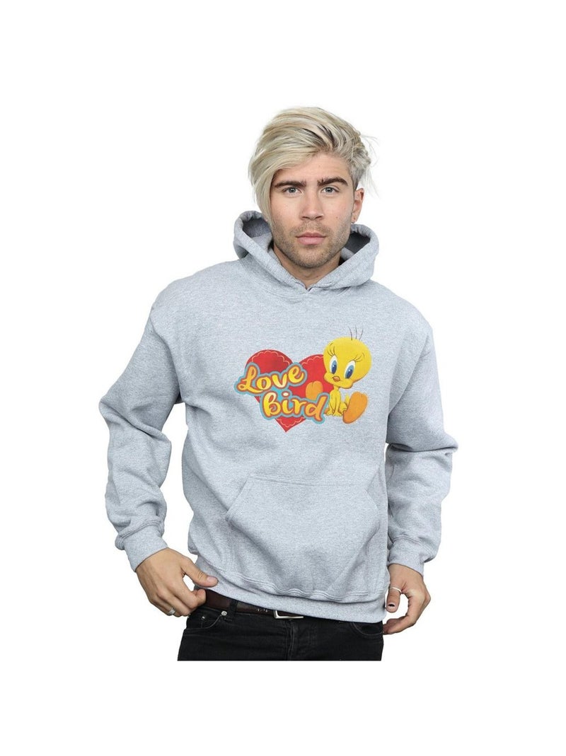 Looney Tunes - Sweat à capuche TWEETY PIE VALENTINE'S DAY LOVE BIRD Gris chiné - Kiabi