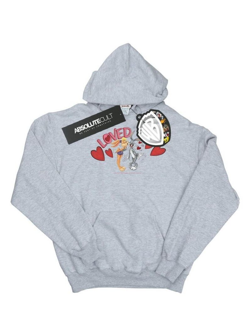 Looney Tunes - Sweat à capuche VALENTINE'S DAY LOVED UP Gris chiné - Kiabi
