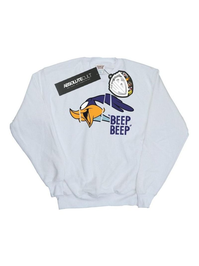 Looney Tunes - Sweat BEEP BEEP (Bip Bip) Blanc - Kiabi