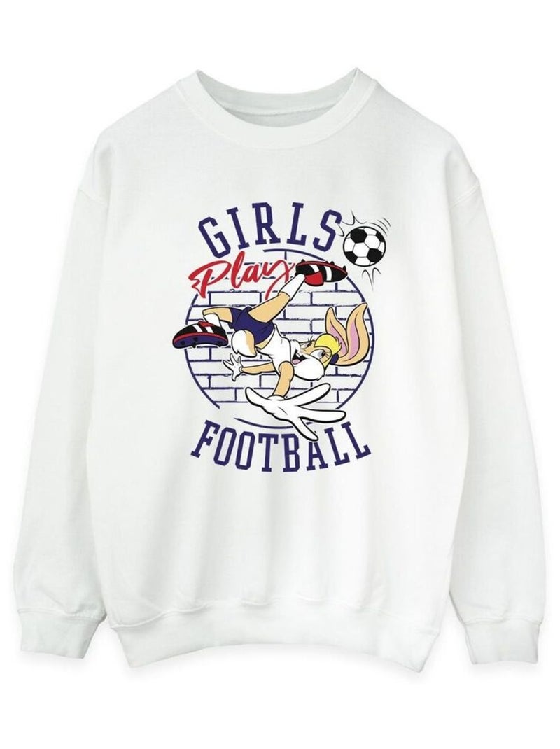 Looney Tunes - Sweat GIRLS PLAY FOOTBALL Blanc - Kiabi
