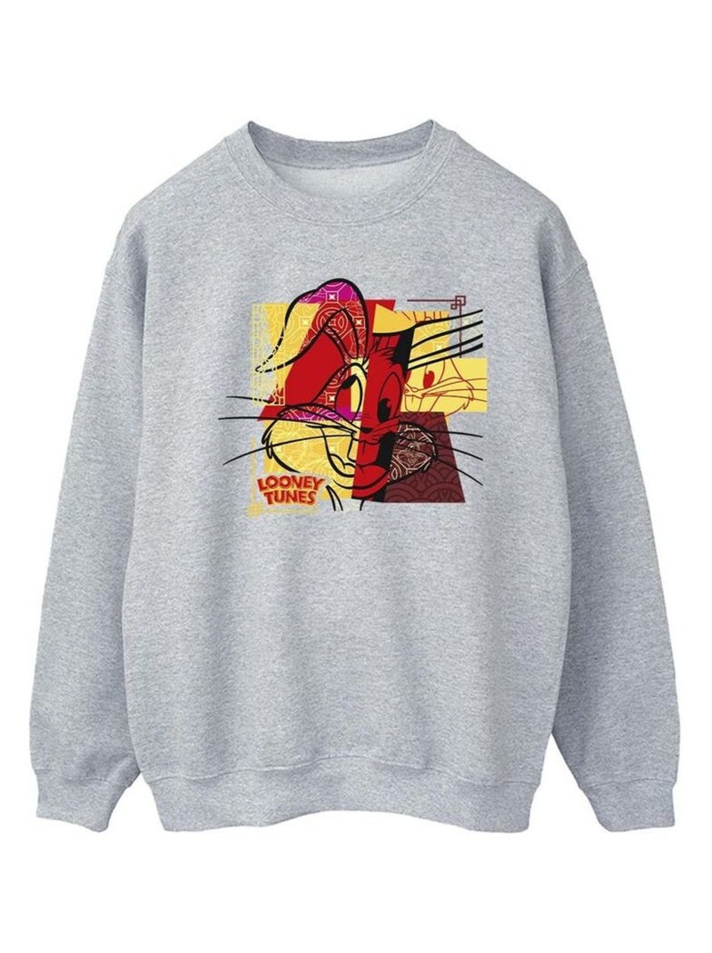 Looney Tunes - Sweat RABBIT NEW YEAR Gris chiné - Kiabi