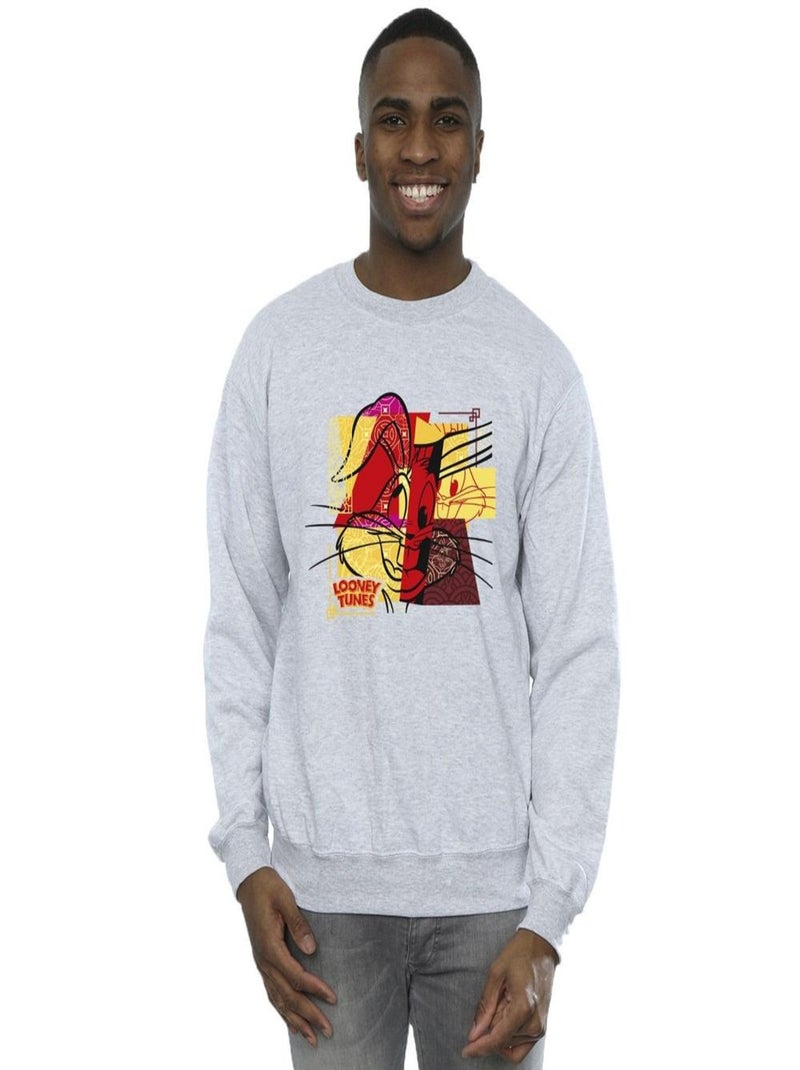 Looney Tunes - Sweat RABBIT NEW YEAR Gris chiné - Kiabi