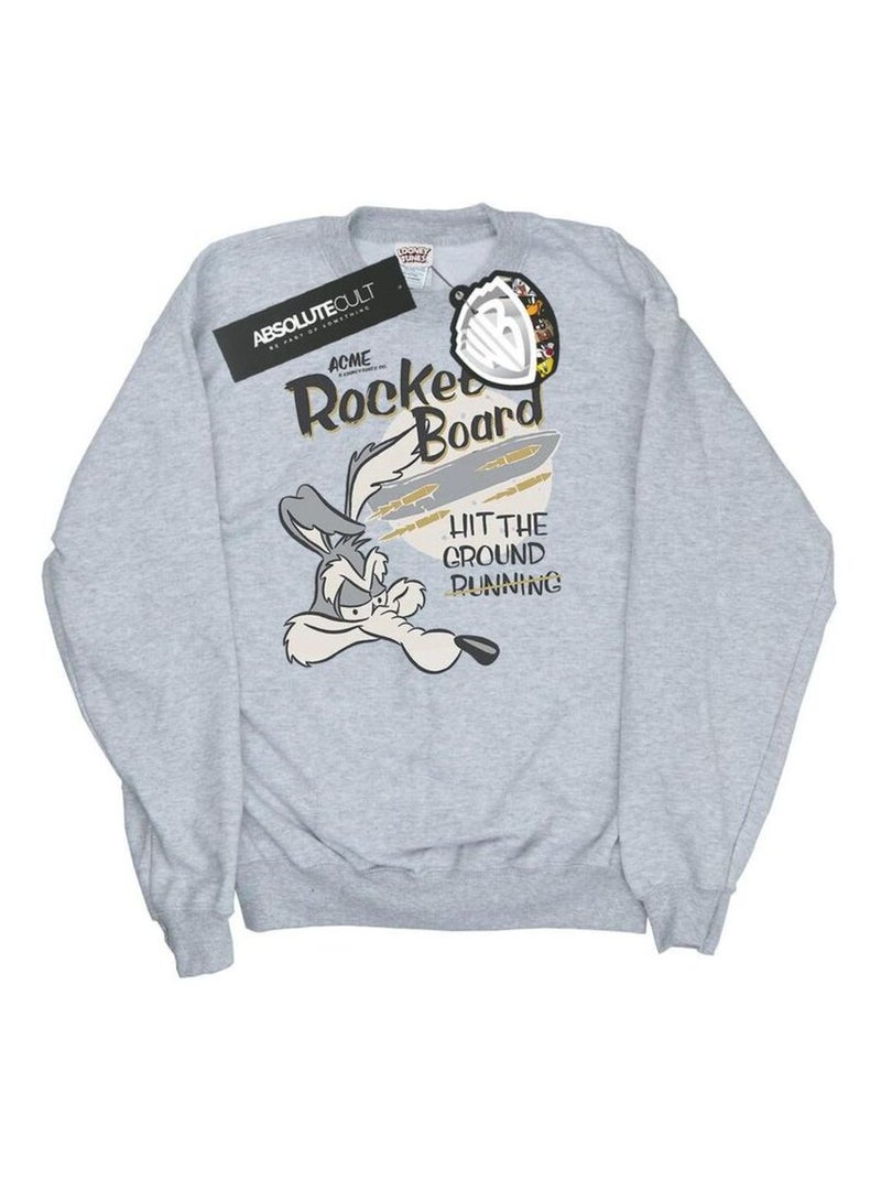 Looney Tunes - Sweat ROCKET BOARD Gris chiné - Kiabi