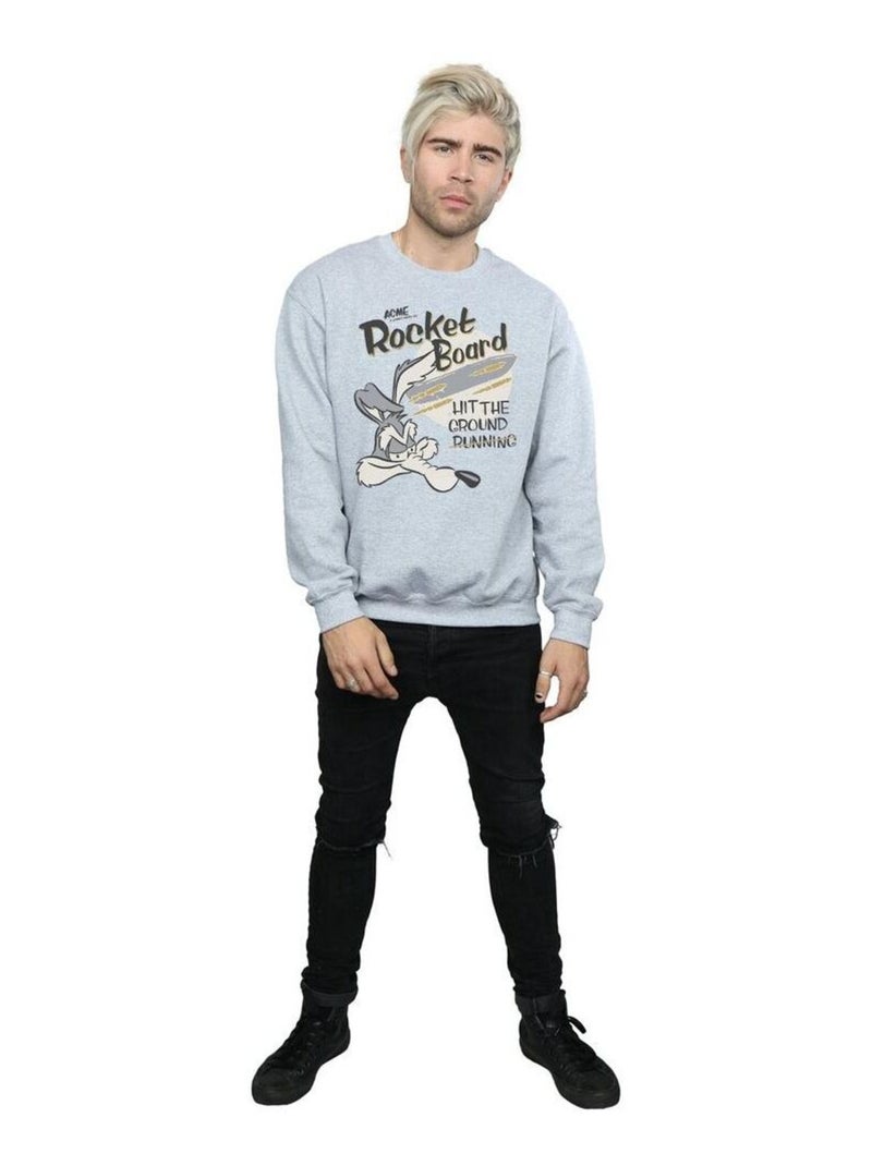 Looney Tunes - Sweat ROCKET BOARD Gris chiné - Kiabi