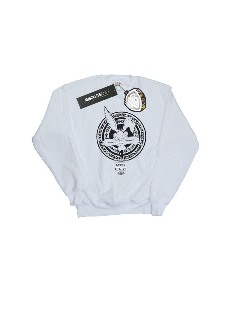 Looney Tunes - Sweat SUPER GENIUS Blanc - Kiabi