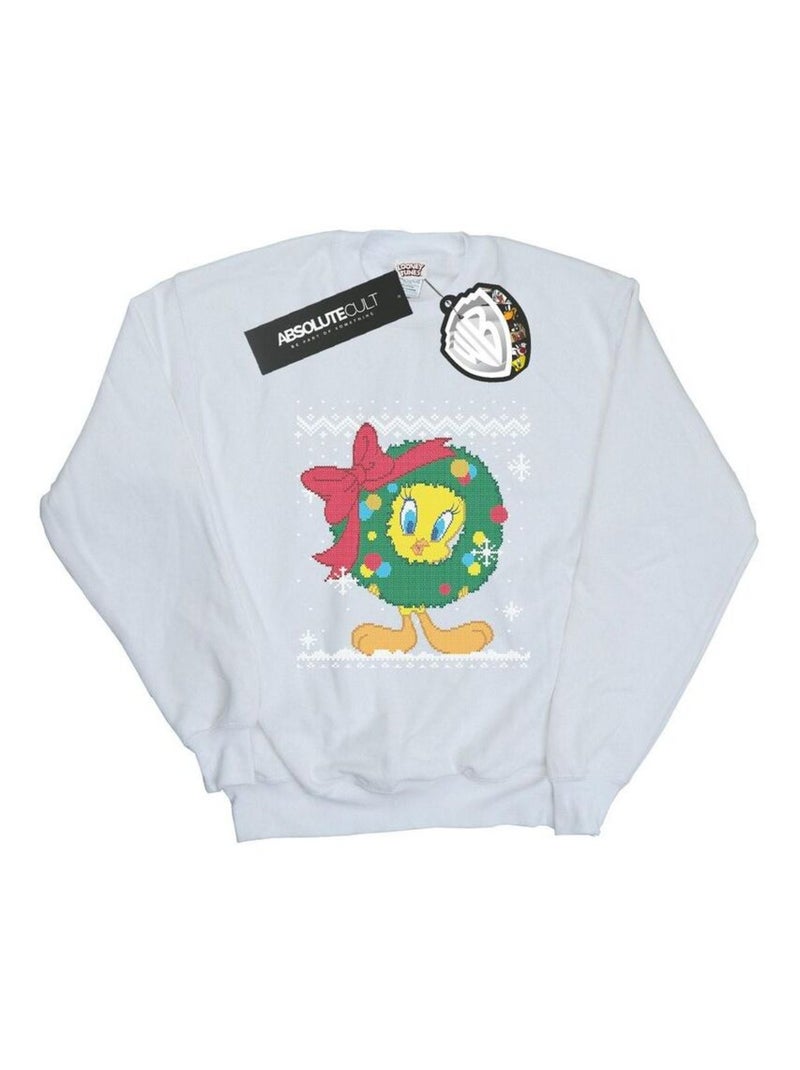 Looney Tunes - Sweat TWEETY PIE CHRISTMAS FAIR ISLE Blanc - Kiabi