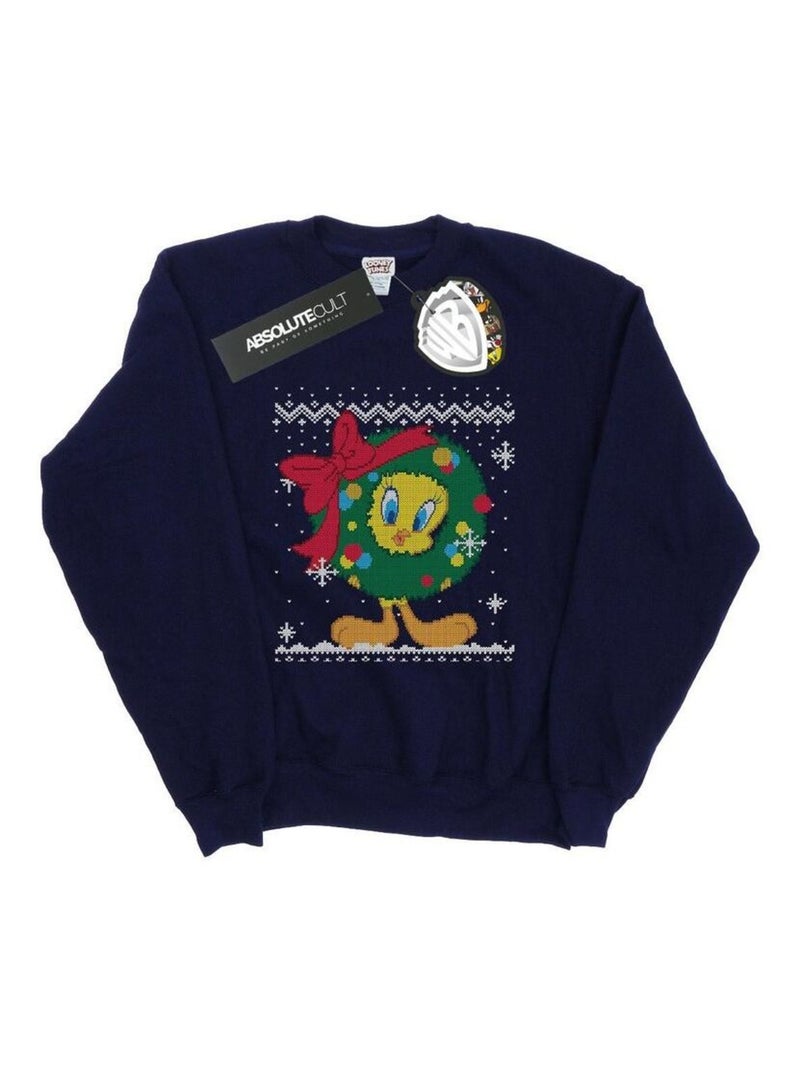 Looney Tunes - Sweat TWEETY PIE CHRISTMAS FAIR ISLE Bleu marine - Kiabi