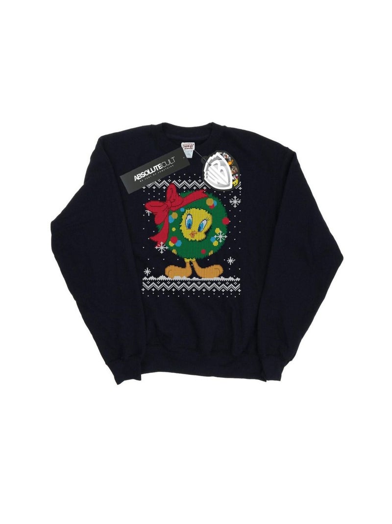 Looney Tunes - Sweat TWEETY PIE CHRISTMAS FAIR ISLE Noir - Kiabi