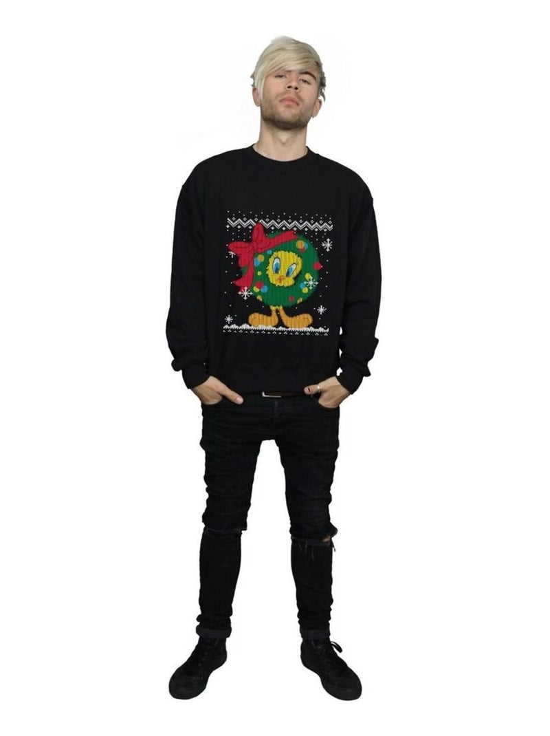 Looney Tunes - Sweat TWEETY PIE CHRISTMAS FAIR ISLE Noir - Kiabi