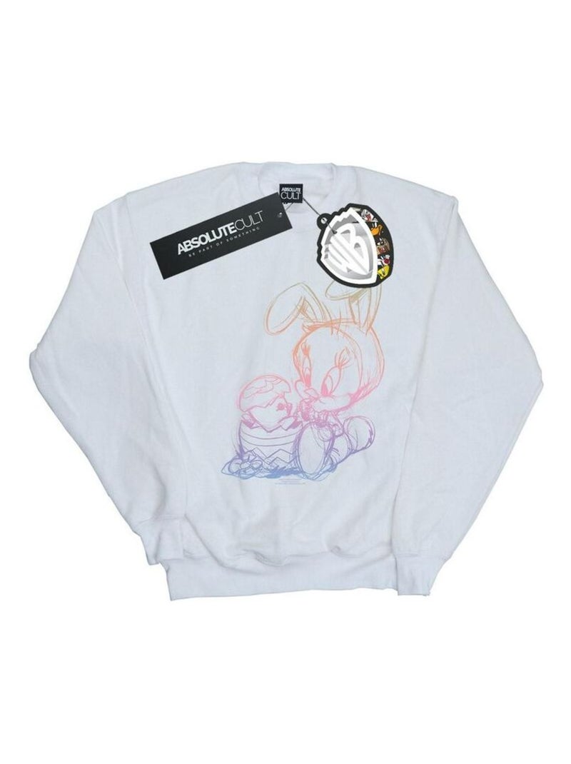 Looney Tunes - Sweat TWEETY PIE EASTER EGG SKETCH Blanc - Kiabi