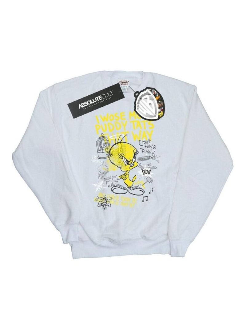 Looney Tunes - Sweat TWEETY PIE MORE PUDDY TATS Blanc - Kiabi