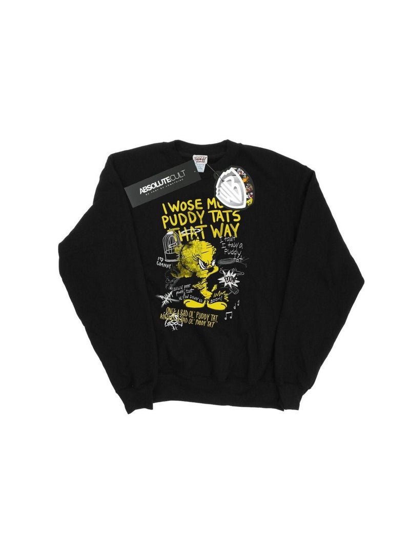 Looney Tunes - Sweat TWEETY PIE MORE PUDDY TATS Noir - Kiabi