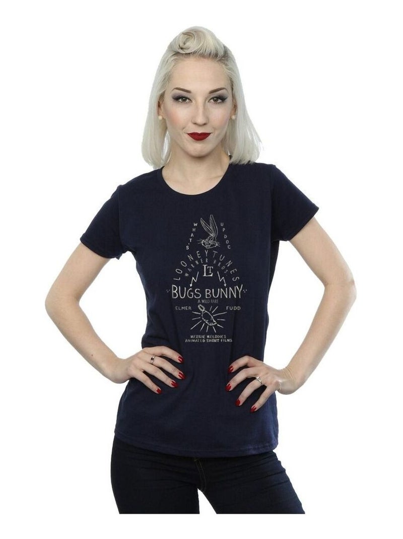 Looney Tunes - T-shirt A WILD HARE Bleu marine - Kiabi