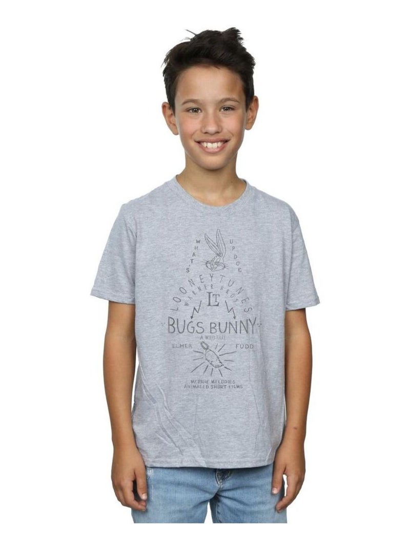 Looney Tunes - T-shirt A WILD HARE Gris chiné - Kiabi