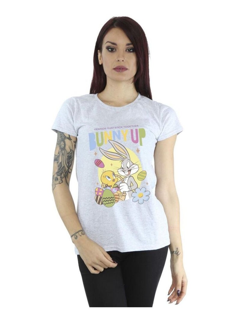 Looney Tunes - T-shirt BUNNY UP Gris chiné - Kiabi