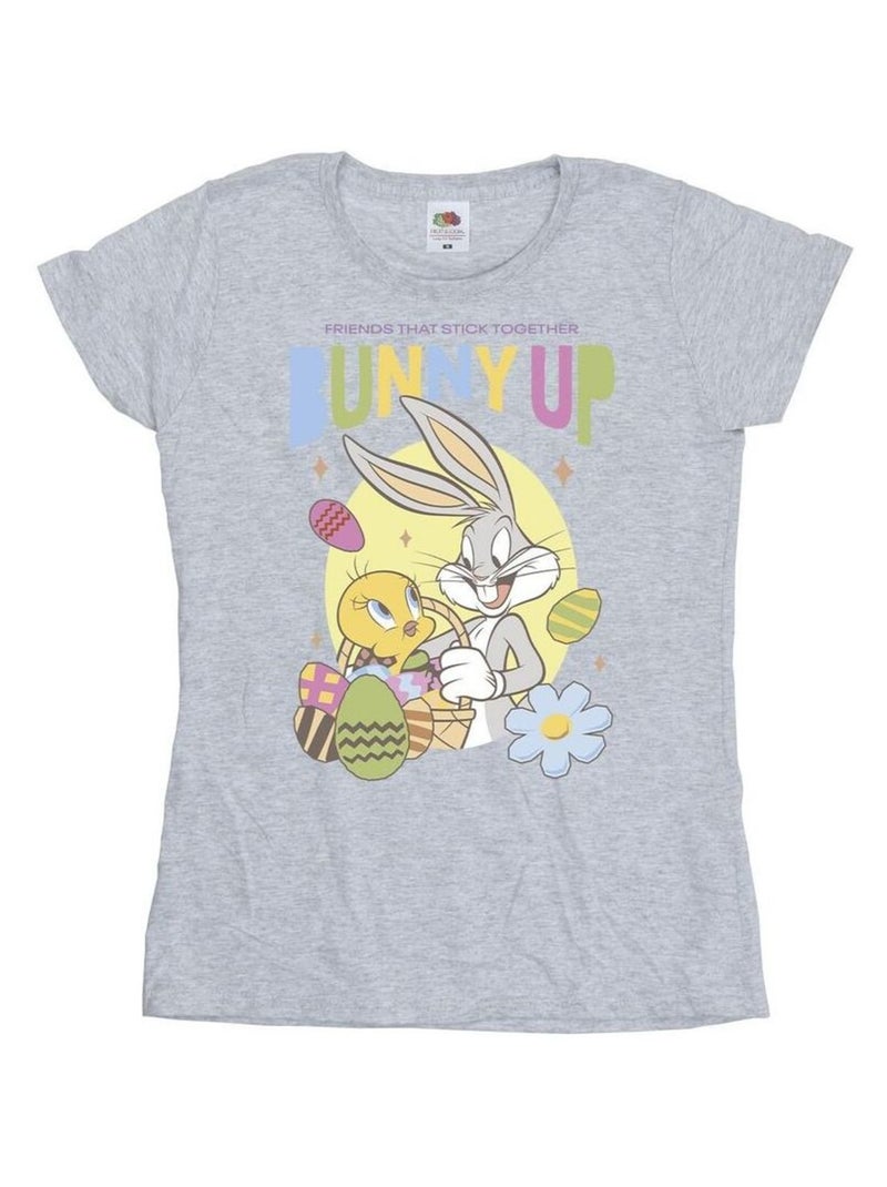 Looney Tunes - T-shirt BUNNY UP Gris chiné - Kiabi