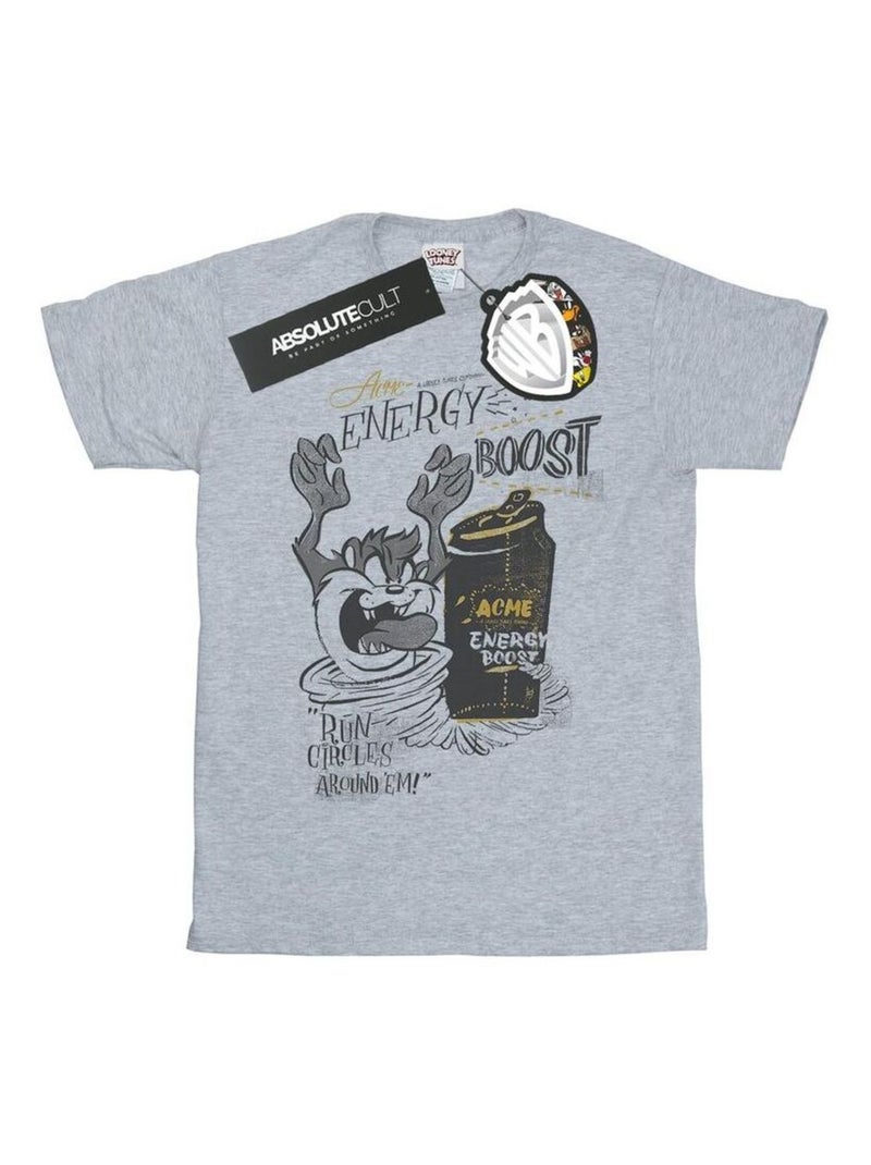 Looney Tunes - T-shirt ENERGY BOOST Gris chiné - Kiabi