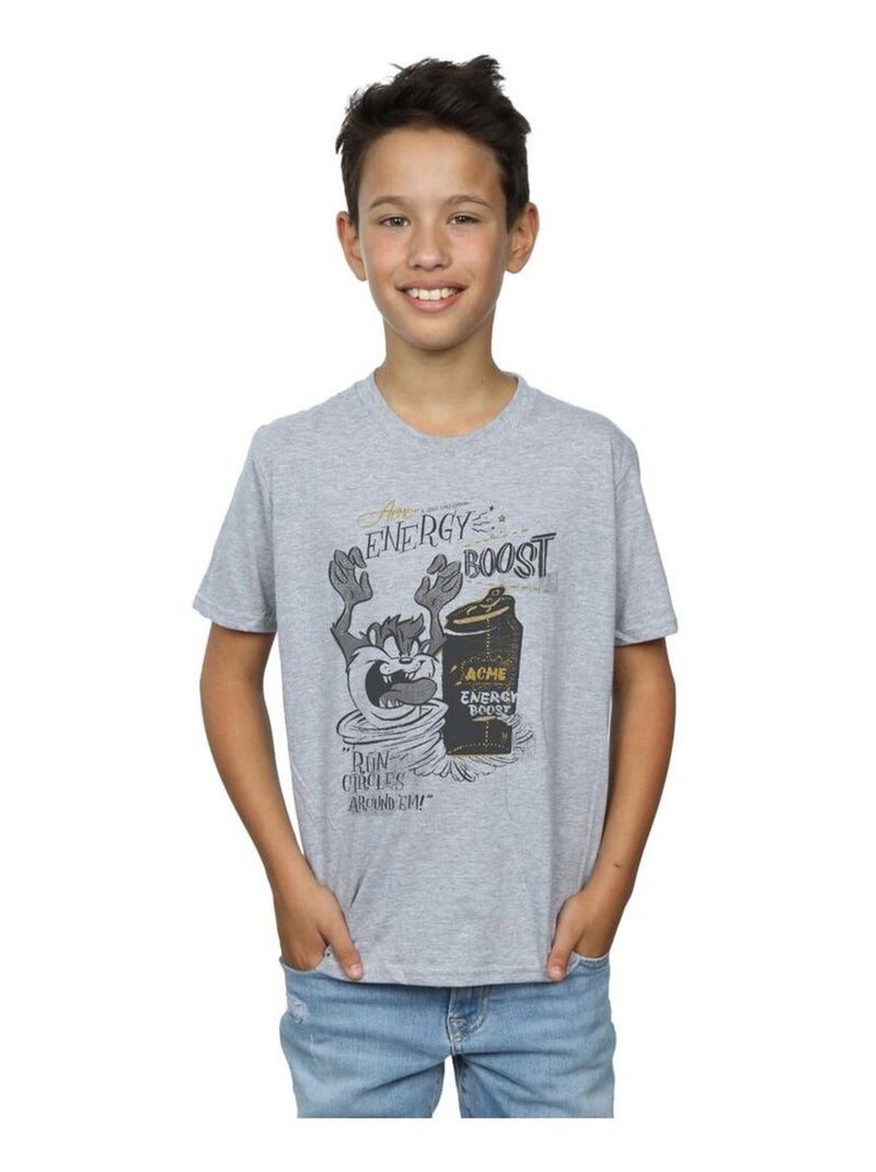 Looney Tunes - T-shirt ENERGY BOOST Gris chiné - Kiabi