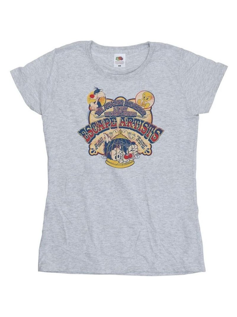 Looney Tunes - T-shirt ESCAPE ARTISTS Gris chiné - Kiabi