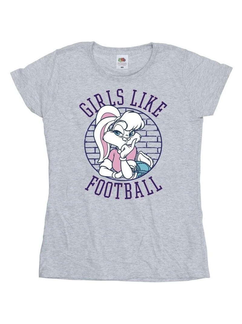 Looney Tunes - T-shirt GIRLS LIKE FOOTBALL Gris chiné - Kiabi