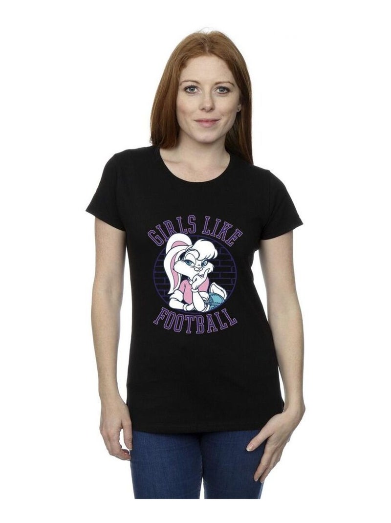Looney Tunes - T-shirt GIRLS LIKE FOOTBALL Noir - Kiabi
