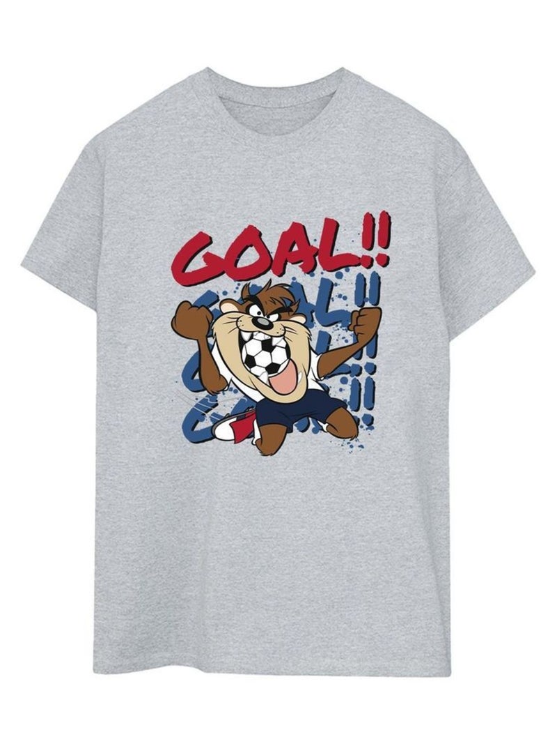 Looney Tunes - T-shirt GOAL GOAL GOAL Gris chiné - Kiabi