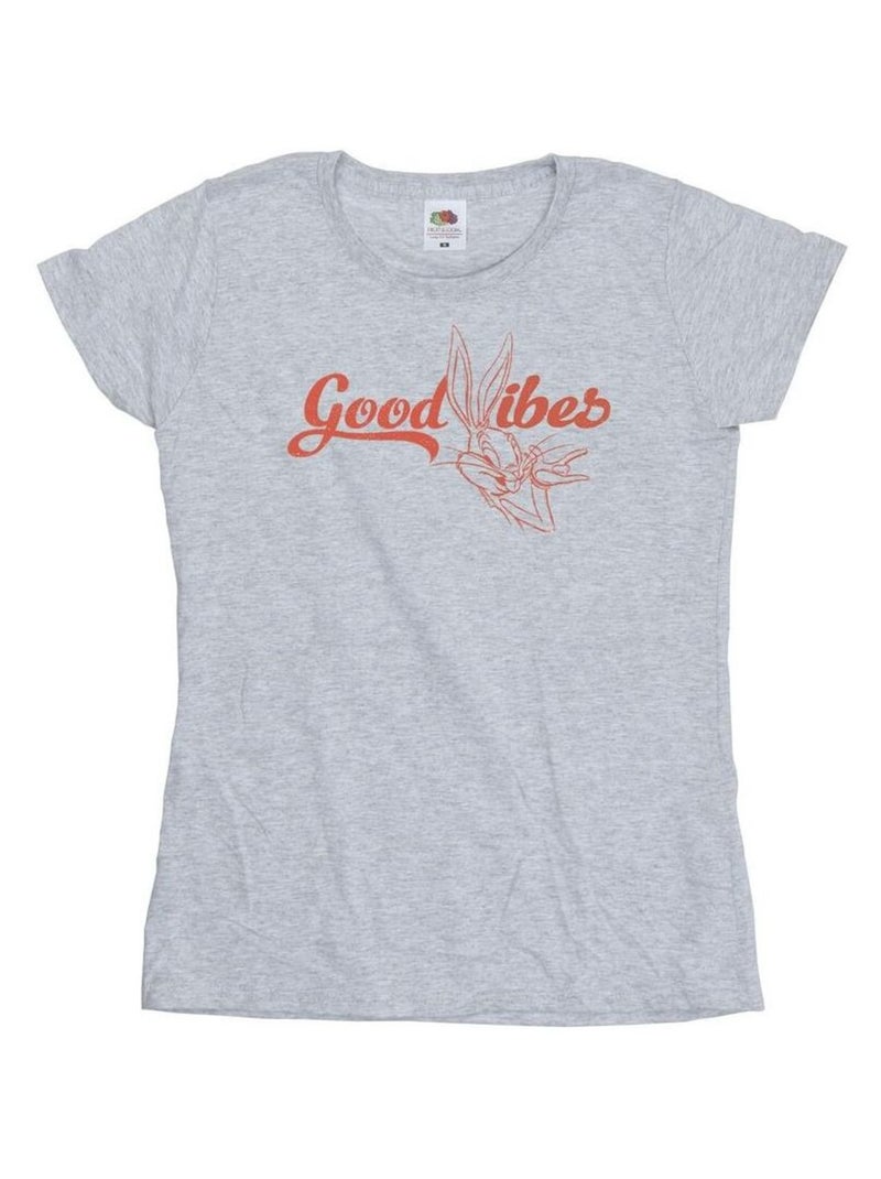 Looney Tunes - T-shirt GOOD VIBES Gris chiné - Kiabi