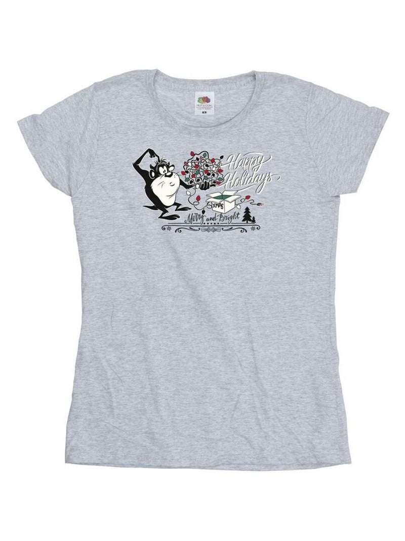 Looney Tunes - T-shirt HAPPY HOLIDAYS Gris chiné - Kiabi