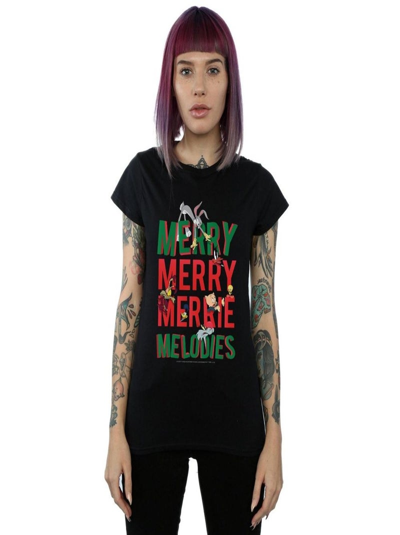 Looney Tunes - T-shirt MERRY MERRIE MELODIES Noir - Kiabi