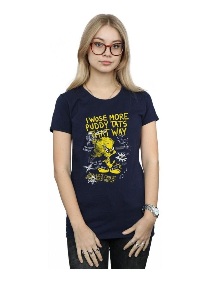 Looney Tunes - T-shirt MORE PUDDY TATS Bleu marine - Kiabi
