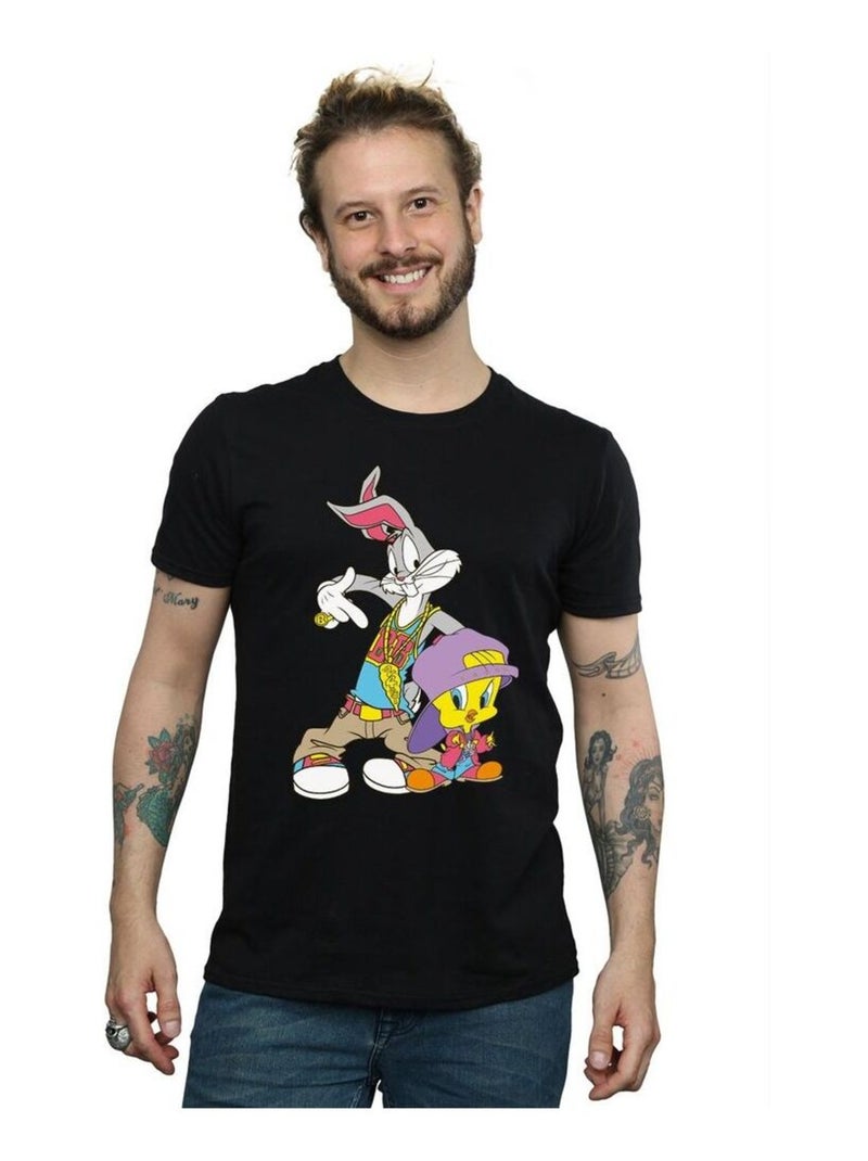 Looney Tunes - T-shirt motif Bugs Bunny et Titi HIP HOP Noir - Kiabi