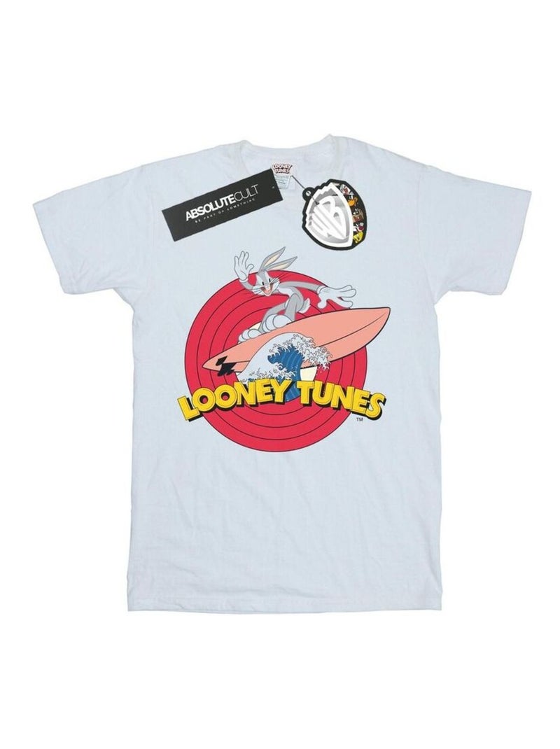 Looney Tunes - T-shirt motif Bugs Bunny motif/style Surfeur Blanc - Kiabi