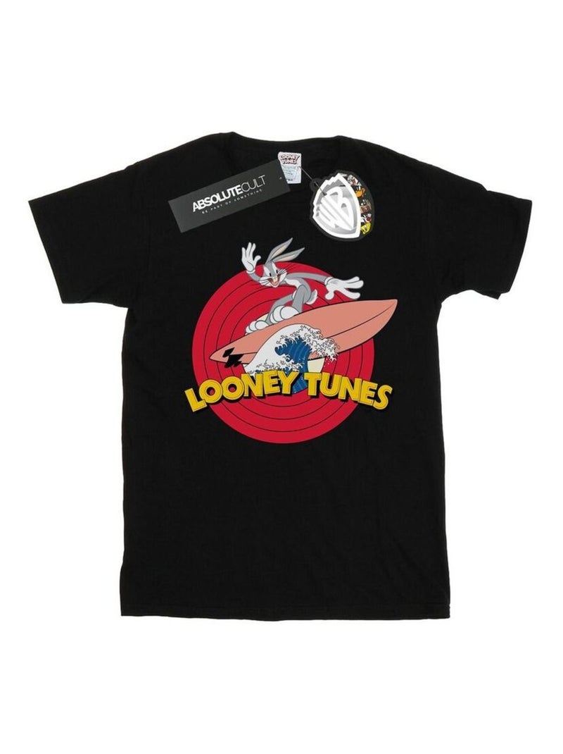 Looney Tunes - T-shirt motif Bugs Bunny motif/style Surfeur Noir - Kiabi