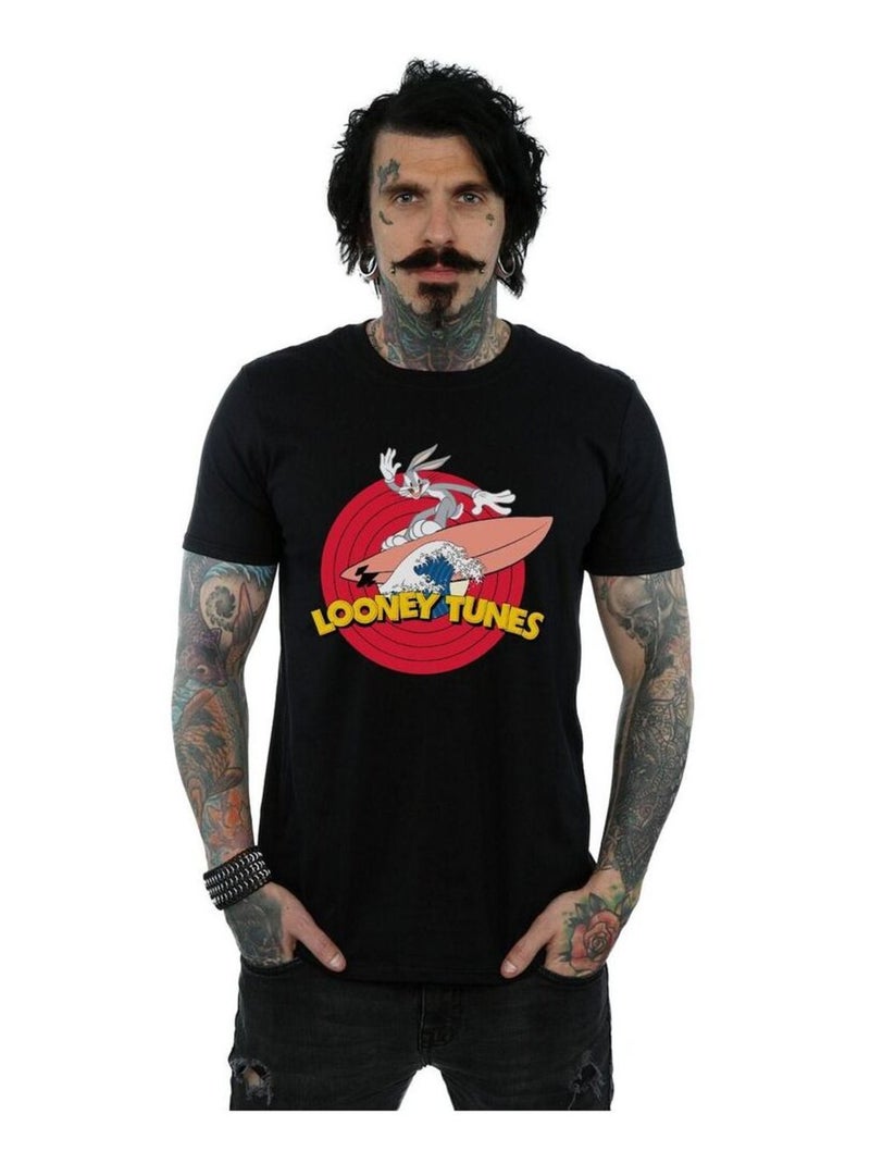 Looney Tunes - T-shirt motif Bugs Bunny motif/style Surfeur Noir - Kiabi