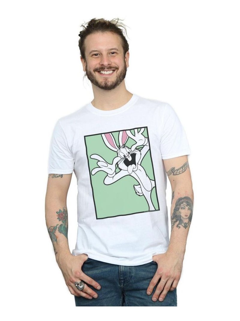 Looney Tunes - T-shirt motif Bugs Bunny motif/style visage amusant Blanc - Kiabi