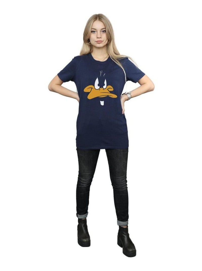 Looney Tunes - T-shirt motif Daffy Duck motif/style visage (Daffy Duck) Bleu marine - Kiabi