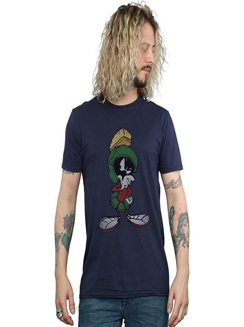 Looney Tunes - T-shirt motif Marvin le martien motif/style pose (Marvin le martien) Bleu marine - Kiabi