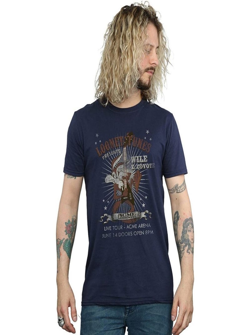Looney Tunes - T-shirt motif Vil Coyote motif/style Guitare Bleu marine - Kiabi