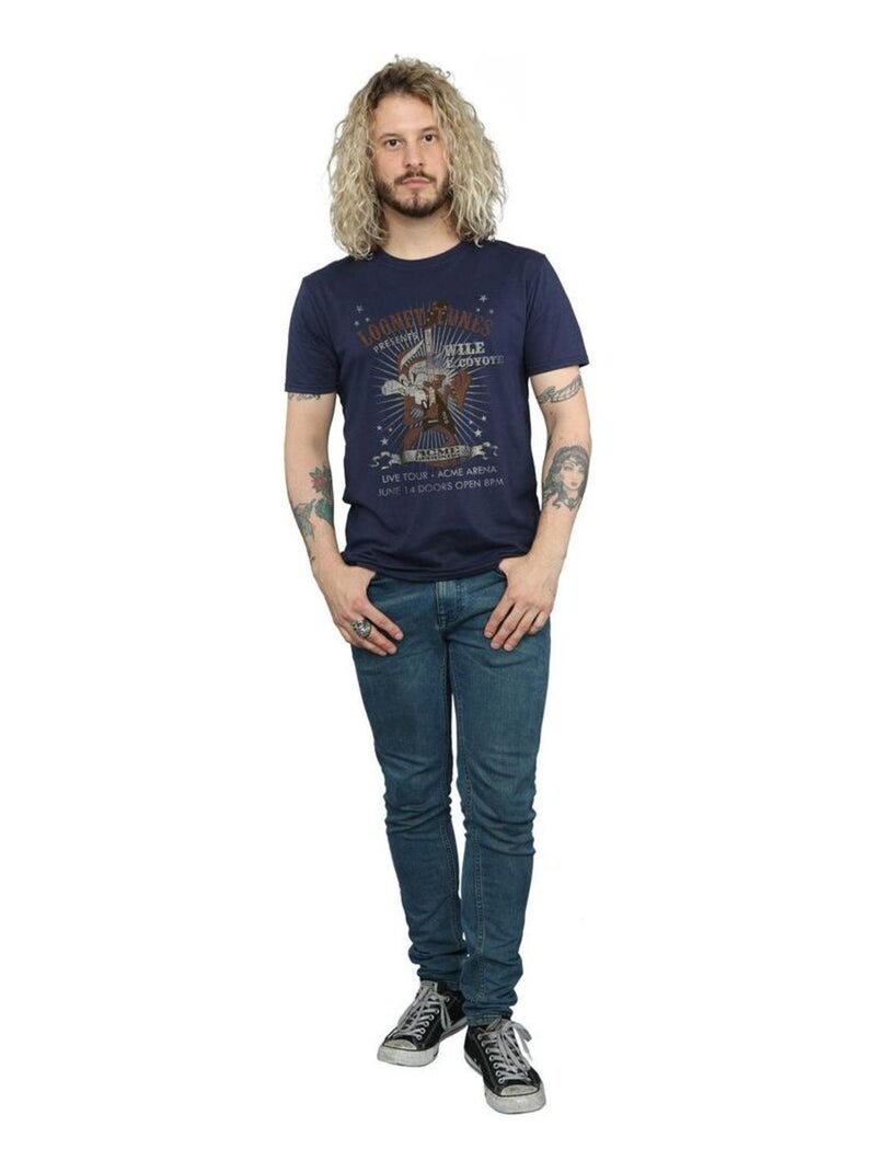 Looney Tunes - T-shirt motif Vil Coyote motif/style Guitare Bleu marine - Kiabi