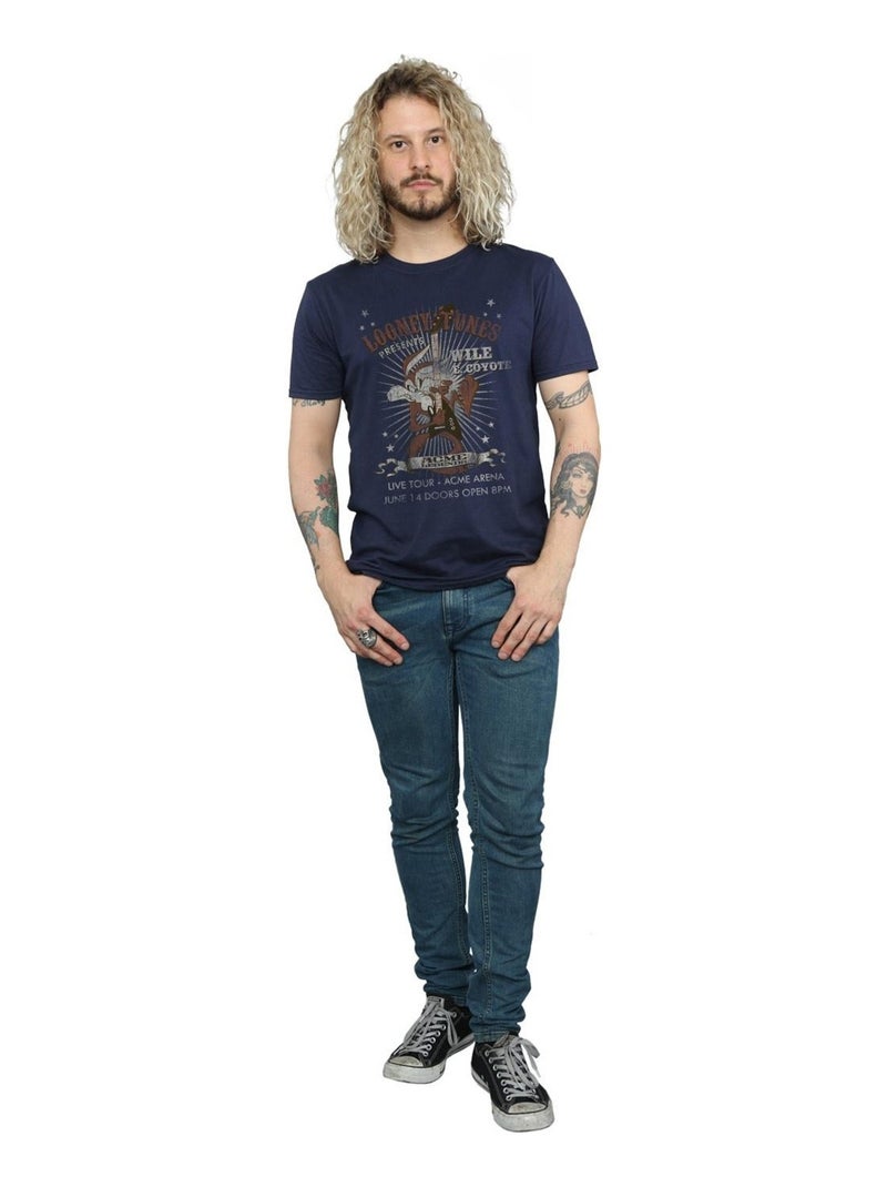Looney Tunes - T-shirt motif Vil Coyote motif/style Guitare Bleu marine - Kiabi