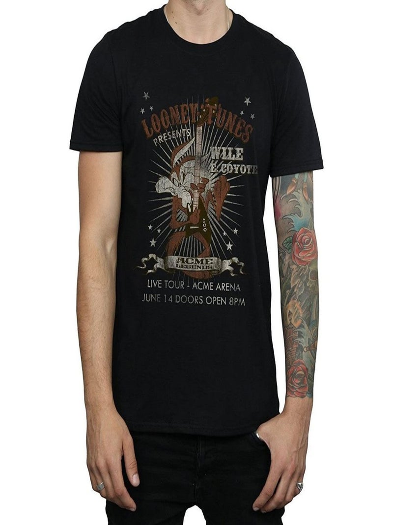 Looney Tunes - T-shirt motif Vil Coyote motif/style Guitare Noir - Kiabi