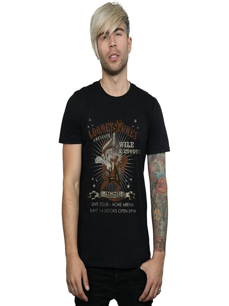 Looney Tunes - T-shirt motif Vil Coyote motif/style Guitare Noir - Kiabi