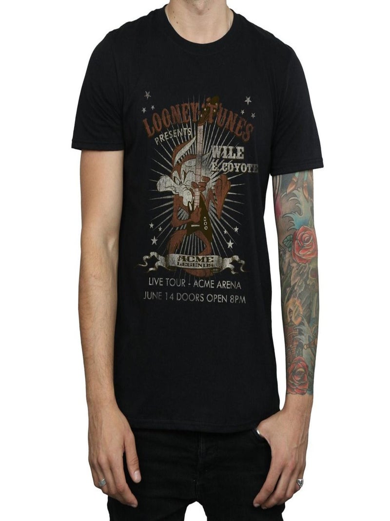 Looney Tunes - T-shirt motif Vil Coyote motif/style Guitare Noir - Kiabi