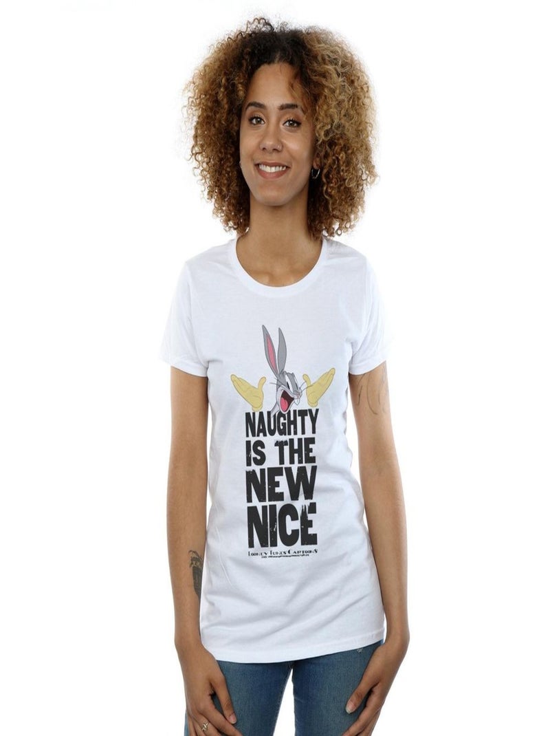 Looney Tunes - T-shirt NAUGHTY IS THE NEW NICE Blanc - Kiabi