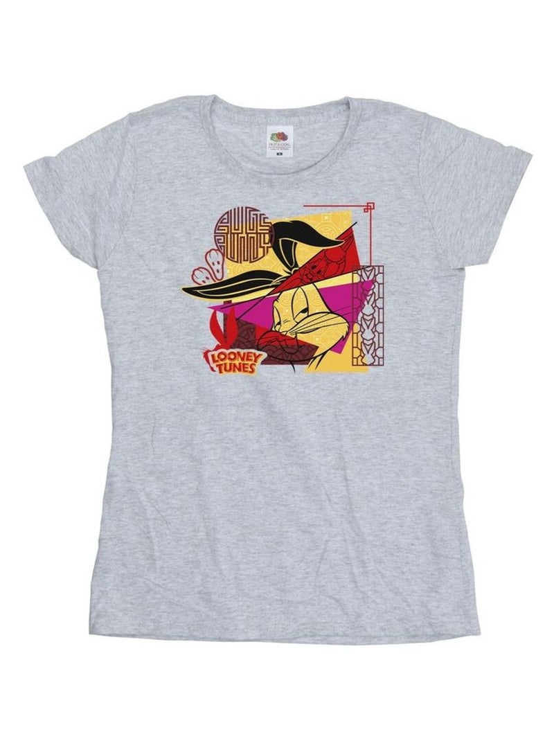 Looney Tunes - T-shirt RABBIT NEW YEAR Gris chiné - Kiabi