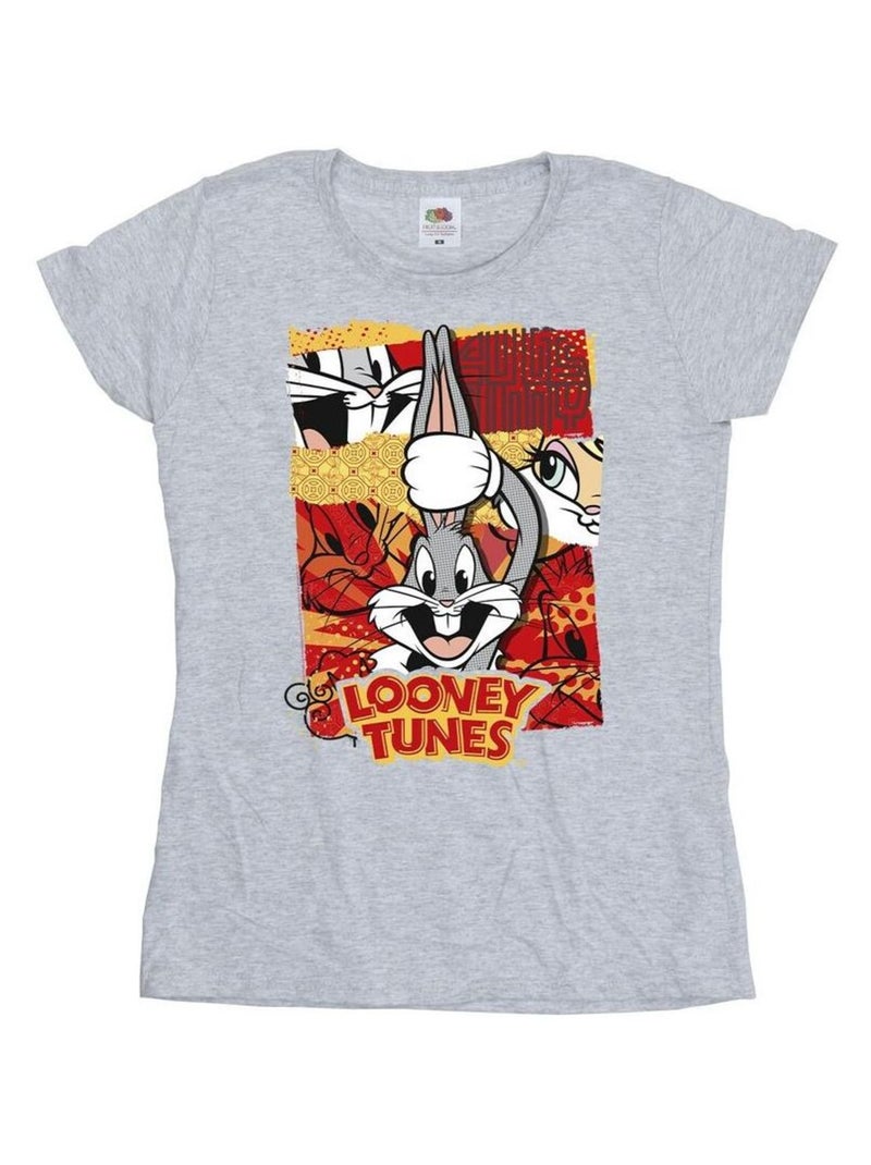 Looney Tunes - T-shirt RABBIT NEW YEAR Gris chiné - Kiabi