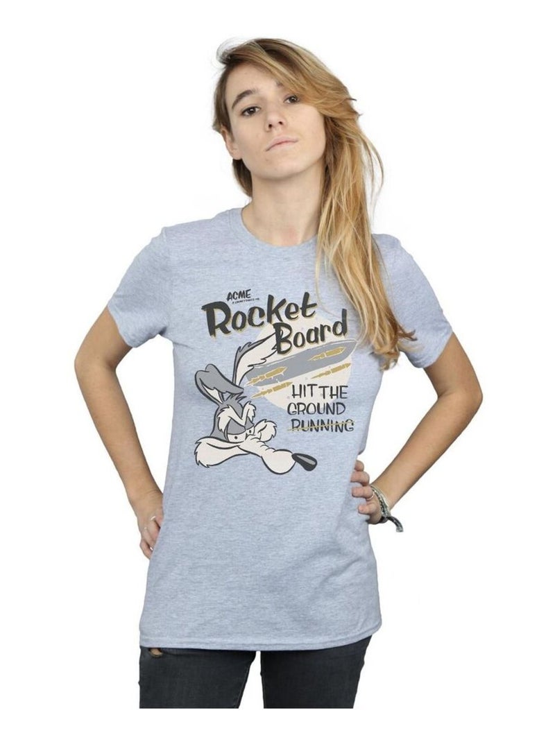 Looney Tunes - T-shirt ROCKET BOARD Gris chiné - Kiabi